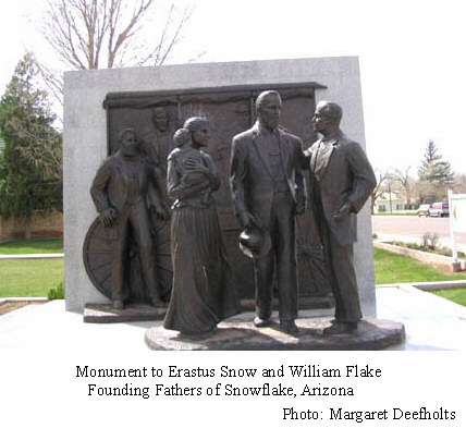 Monument to Erastur Snow and William Flake, founding fathers of Snowflake, Arizona