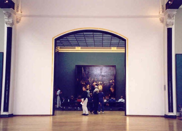 Rembrandt's Night Watch on display in the Rijksmuseum, Amsterdam, Holland.  Photo courtesy of M. Maxine George