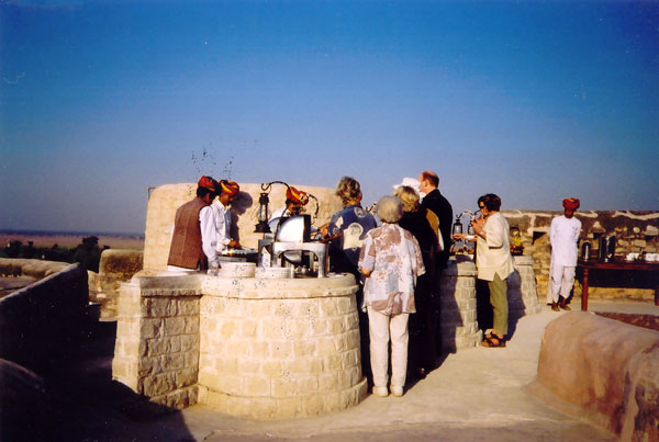Breakfast on Ramparts of Khamisar Fort, India