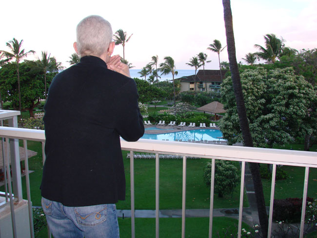 Cathy McDonald on the balcony at the Kaanapali Beach Hotel, Maui. Photo by M. Maxine George