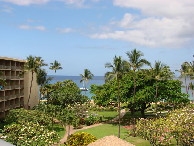 View from balcony at Ka'anapali Beach Hotel, Maui. Photo by M. Maxine George