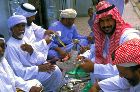 Men of Muscat Oman socializing