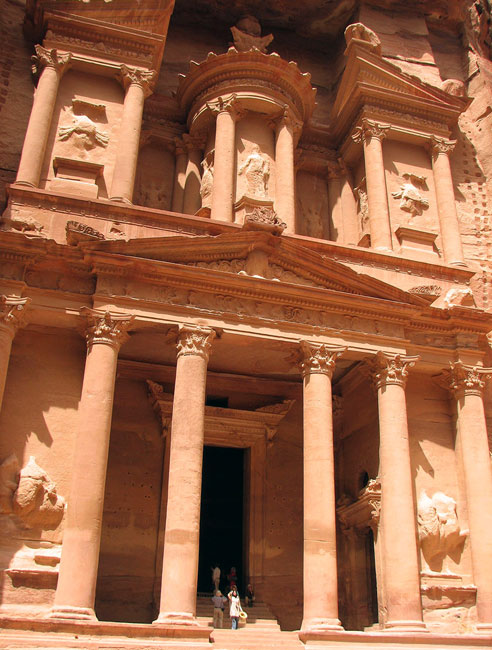 The Treasury at Petra.   Probably the most photographed building in Jordan.  Photo by Margaret Deefholts