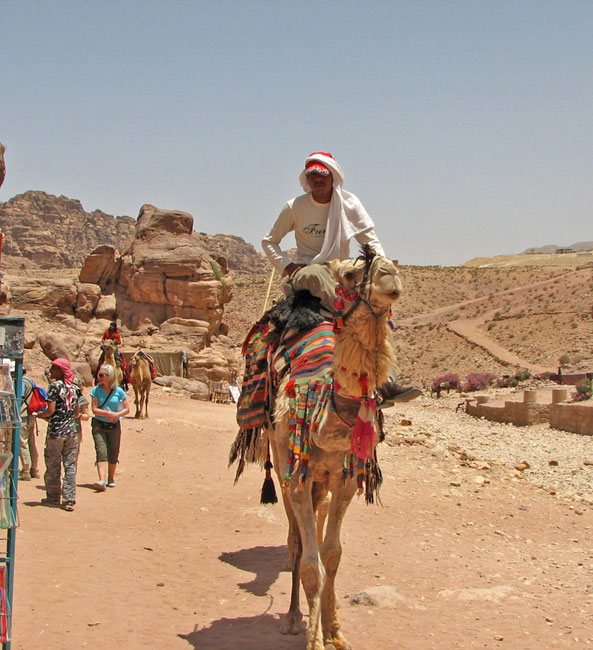 Camel rider at Petra, Jordan.   Photo by Margaret Deefholts