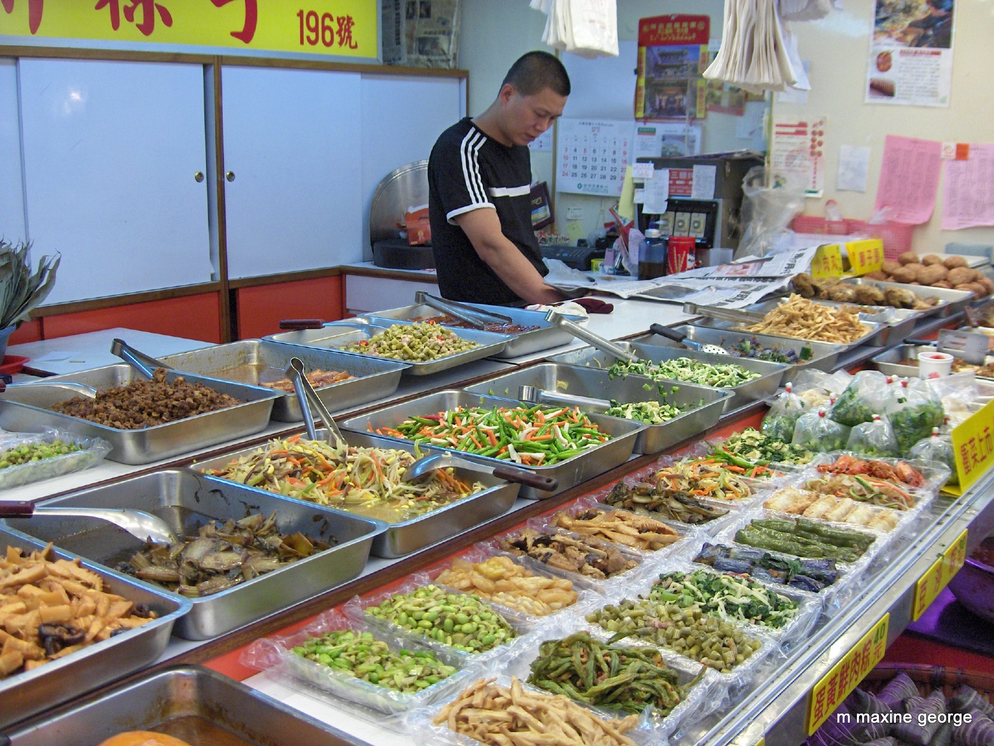 Food choices are varied in the Taipei market.   Photo by M. Maxine George
