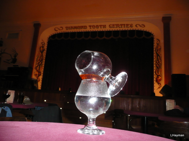 Grand Marnier in a snifter at Diamond Tooth Gerties, Dawson City, Yukon. Photo by Lenora Harman