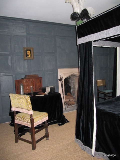 Haunted bedroom at Gwydir Castle, Wales.   Photo by M. Maxine George