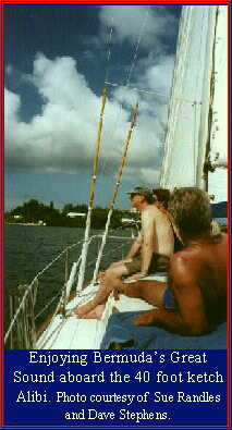 Enjoying Bermuda's Great Sound aboard the 40 foot ketch Alibi.