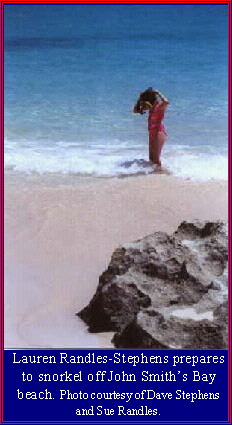 Lauren Randles-Stephens prepares to snorkel off John Smith's Bay beach.