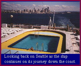 Looking back at Seattle as the ship continues on its journey down the coast.