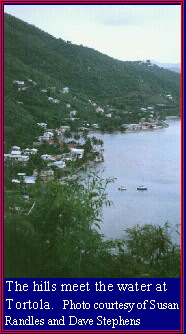 The hills meet the water at Tortola, BVI