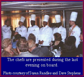The chefs are presented during the last evening on board.