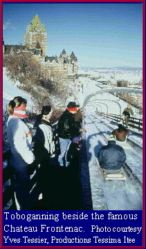 Toboganning beside the world famous Chateau Frontenac