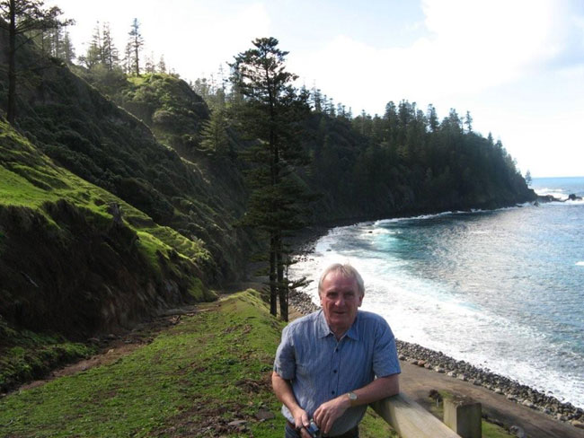 Barry at Ball Bay, Norfolk Island       Photo courtesy of Heather and Barry Minton 