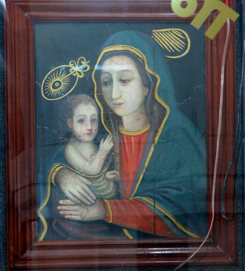 A photo taken of the Painting believed to be by St Luke.  Photo  taken by Rick Butler.